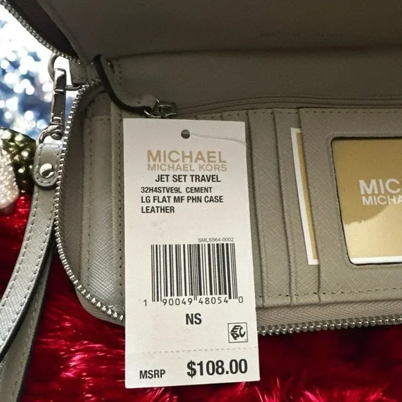 🆕 Michael Kors Jet Set Large Travel Continental Wallet Color Cement - Picture 4 of 4